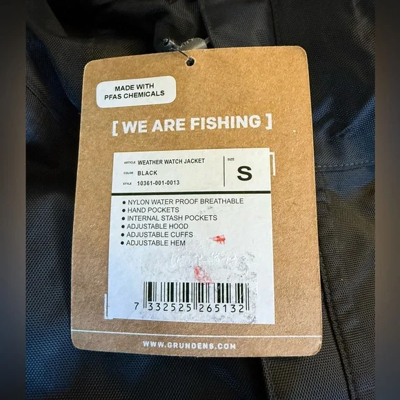 NWT Grundens Black Men’s Small Fishing Jacket, waterproof! - Picture 3 of 8